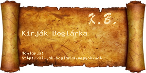 Kirják Boglárka névjegykártya
