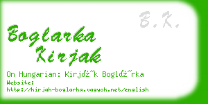 boglarka kirjak business card